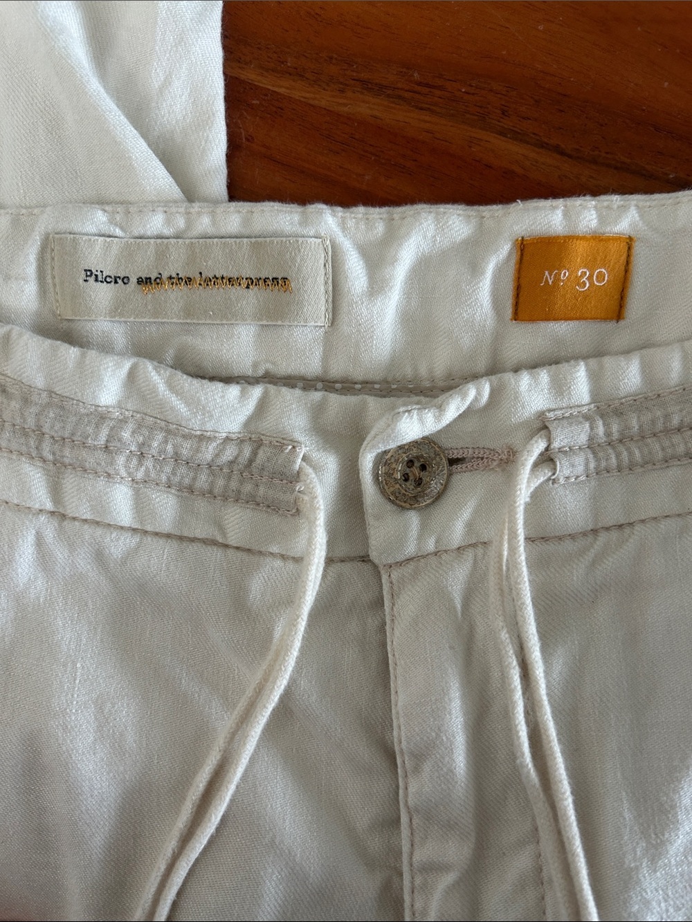 Pilcro And The Letterpress Linen Blend Ivory Drawstring Waist Ankle Crop Pants - Picture 4 of 6